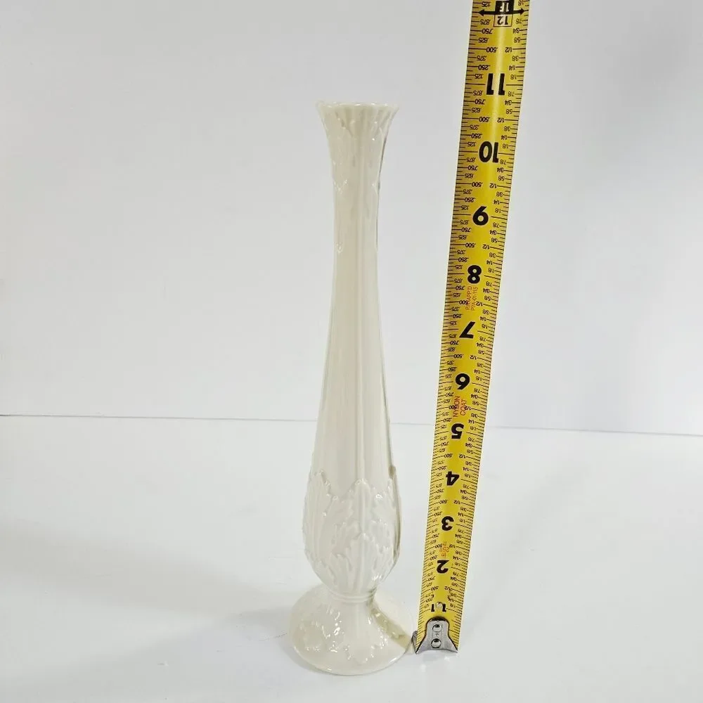Vintage Lenox Florentine Collection Slender Textured Cream Porcelain Bud Vase